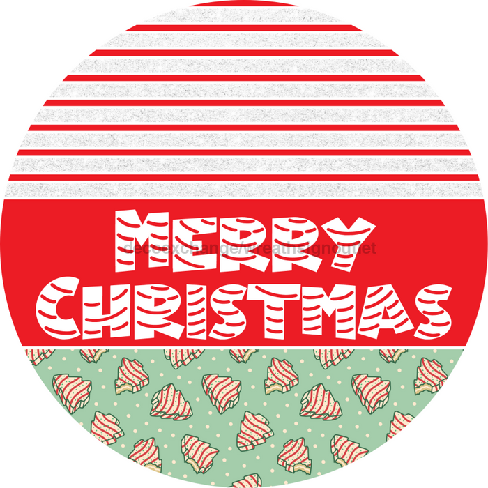 Door Hanger, Christmas Sign, Mint Green Christmas Cake Sign, Welcome Sign, 18" Wood Sign, Round Sign, DecoExchange - DecoExchange®