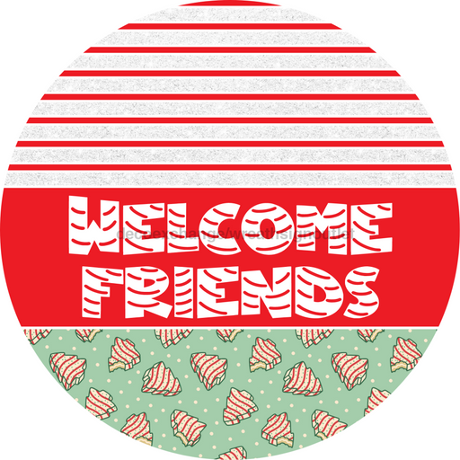 Door Hanger, Christmas Sign, Mint Green Christmas Cake Sign, Welcome Sign, 18" Wood Sign, Round Sign, DecoExchange - DecoExchange®