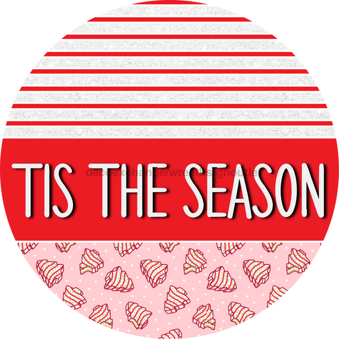 Door Hanger, Christmas Sign, Pink Christmas Cake Sign, Welcome Sign, 18" Wood Sign, Round Sign, DecoExchange - DecoExchange®