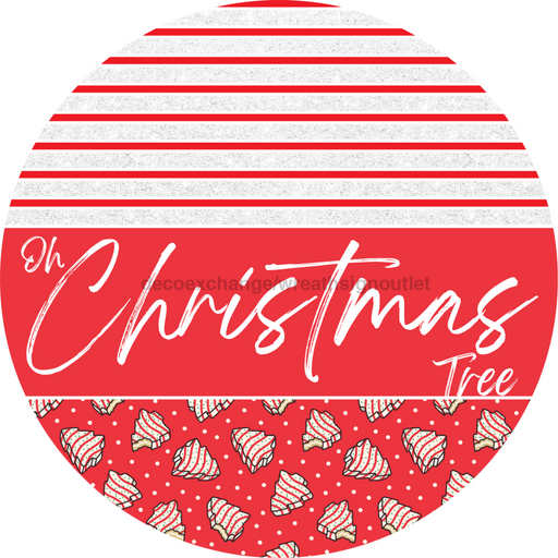 Door Hanger, Christmas Sign, Red Christmas Cake Sign, Welcome Sign, 18" Wood Sign, Round Sign, DecoExchange - DecoExchange®
