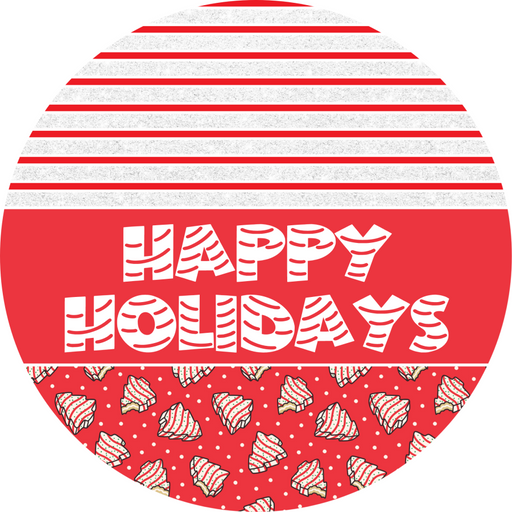 Door Hanger, Christmas Sign, Red Christmas Cake Sign, Welcome Sign, 18" Wood Sign, Round Sign, DecoExchange - DecoExchange®