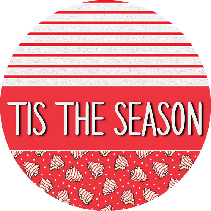 Door Hanger, Christmas Sign, Red Christmas Cake Sign, Welcome Sign, 18" Wood Sign, Round Sign, DecoExchange - DecoExchange®