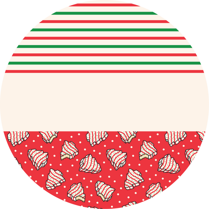 Door Hanger, Christmas Sign, Red Stripe Christmas Cake Sign, Welcome Sign, 18" Wood Sign, Round Sign, DecoExchange - DecoExchange®
