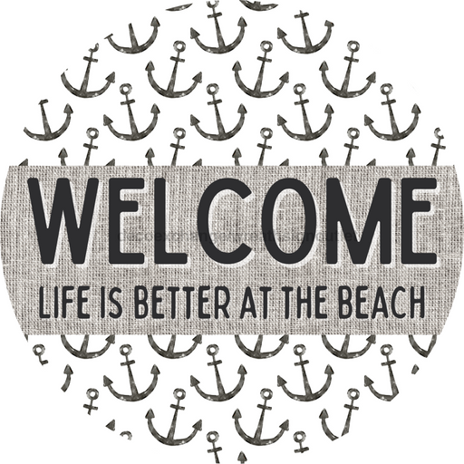 Door Hanger, Nautical Sign, Anchor Sign, Beach Sign, 18" Wood Sign, Round Sign, DecoExchange - DecoExchange®