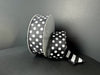 Dbl Sided Blk Stn-Wht Dots/Blk-Wht Glt Cndy Cn Strp 1.5’’X10Y D73582-09-20 Ribbon