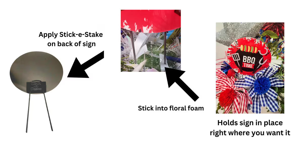 12" Stick-e-Stake – Patent Pending Adjustable Floral Sign Holder with Peel & Stick Design - DecoExchange®