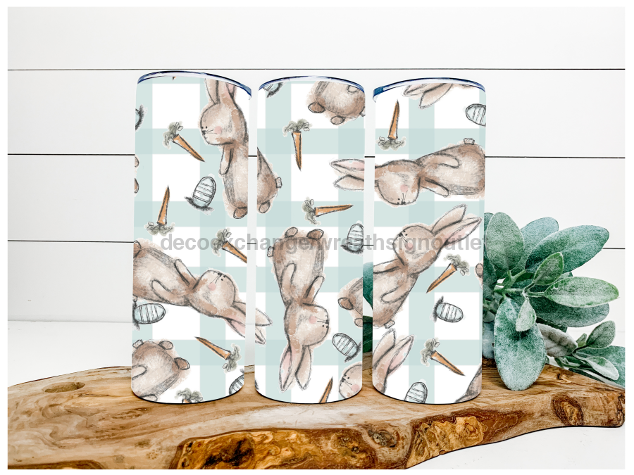 Easter Bunny Blue Plaid 20 oz Skinny Tumbler DECOETUMBLER-044 - DecoExchange