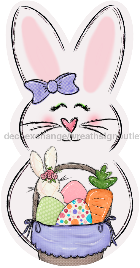 Easter Bunny Door Hanger Decoe-W-690-Dh 22’ Wood