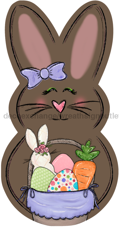 Easter Bunny Door Hanger Decoe-W-692-Dh 22’ Wood
