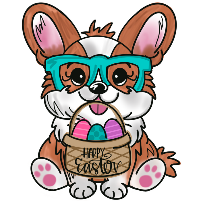 Easter Dog Corgi Door Hanger Mj-W-00075-Dh 22’ Wood