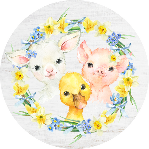 Easter Door Hanger Wreath Dco-01206-Dh 18 Round Wood