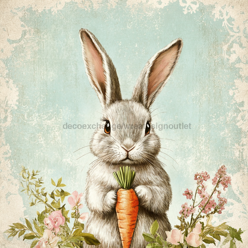 Easter Rabbit Sign, DCO-13230, Sign For Wreath, 10x10" Metal Sign