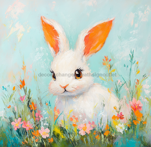 Easter Rabbit Sign, DCO-13233, Sign For Wreath, 10x10" Metal Sign