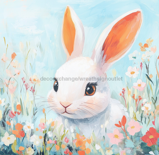 Easter Rabbit Sign, DCO-13234, Sign For Wreath, 10x10" Metal Sign