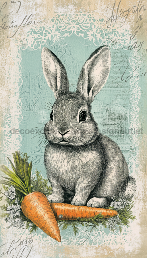 Easter Rabbit Sign, DCO-13254, Sign For Wreath, 6x12" Metal Sign