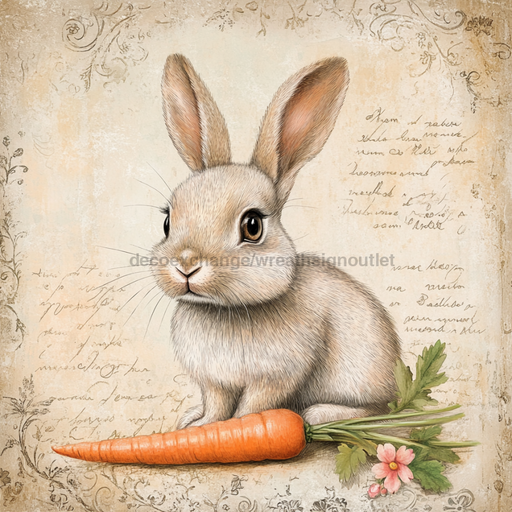 Easter Rabbit Sign, DCO-13261, Sign For Wreath, 10x10" Metal Sign