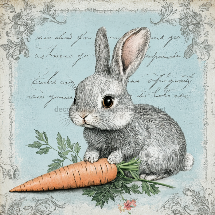 Easter Rabbit Sign, DCO-13263, Sign For Wreath, 10x10" Metal Sign