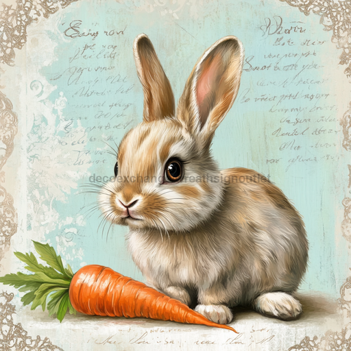 Easter Rabbit Sign, DCO-13265, Sign For Wreath, 10x10" Metal Sign