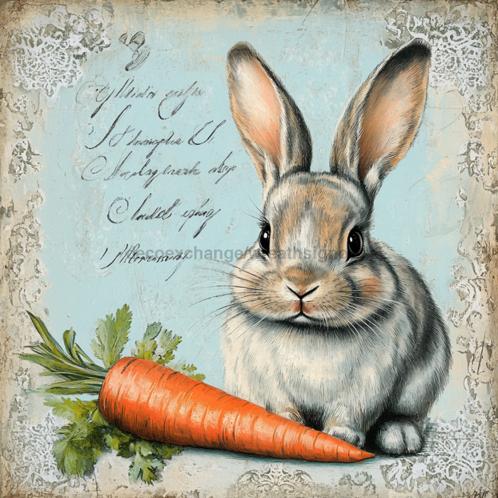 Easter Rabbit Sign, DCO-13268, Sign For Wreath, 10x10" Metal Sign