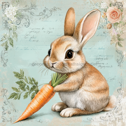 Easter Rabbit Sign, DCO-13275, Sign For Wreath, 10x10" Metal Sign