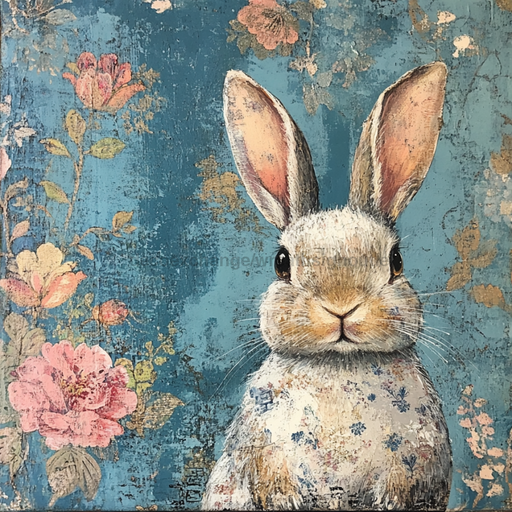 Easter Rabbit Sign, DCO-13278, Sign For Wreath, 10x10" Metal Sign