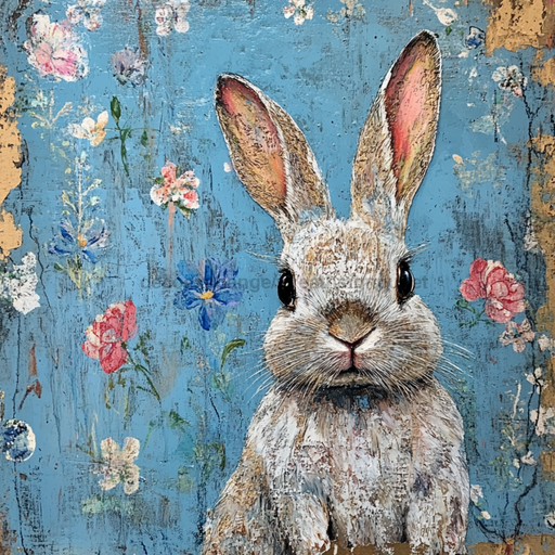 Easter Rabbit Sign, DCO-13280, Sign For Wreath, 10x10" Metal Sign