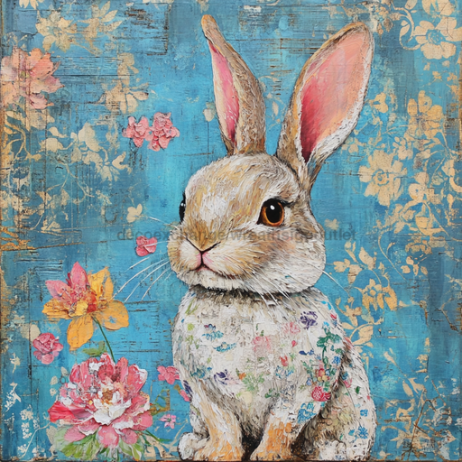 Easter Rabbit Sign, DCO-13283, Sign For Wreath, 10x10" Metal Sign