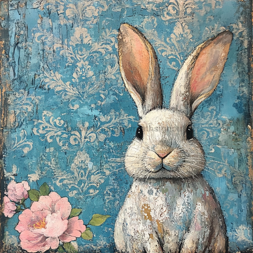 Easter Rabbit Sign, DCO-13286, Sign For Wreath, 10x10" Metal Sign