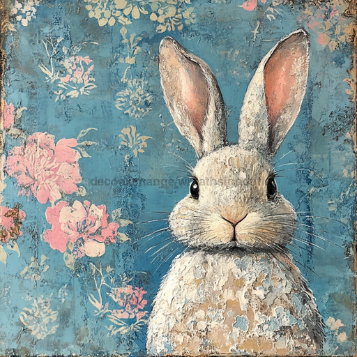 Easter Rabbit Sign, DCO-13289, Sign For Wreath, 10x10" Metal Sign