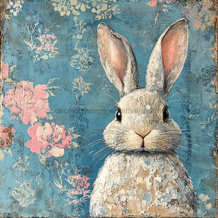 Easter Rabbit Sign, DCO-13289, Sign For Wreath, 10x10" Metal Sign