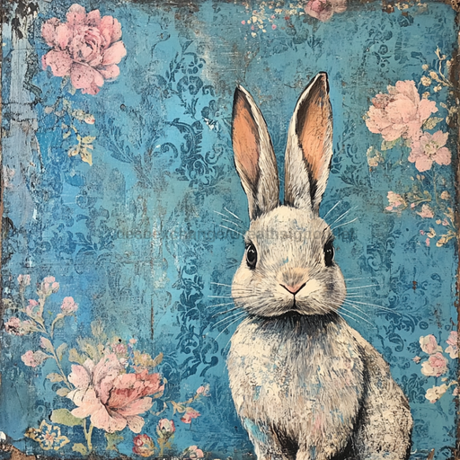 Easter Rabbit Sign, DCO-13291, Sign For Wreath, 10x10" Metal Sign