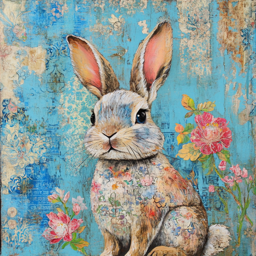 Easter Rabbit Sign, DCO-13292, Sign For Wreath, 10x10" Metal Sign