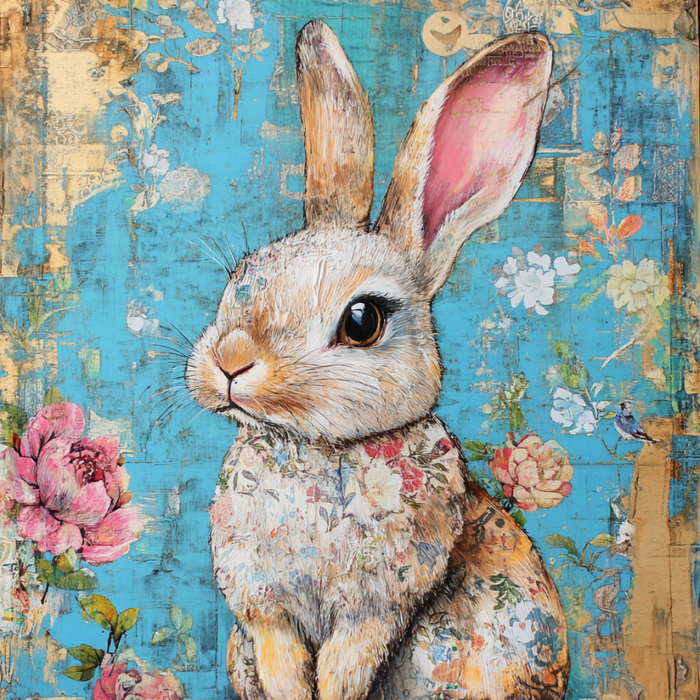 Easter Rabbit Sign, DCO-13294, Sign For Wreath, 10x10" Metal Sign