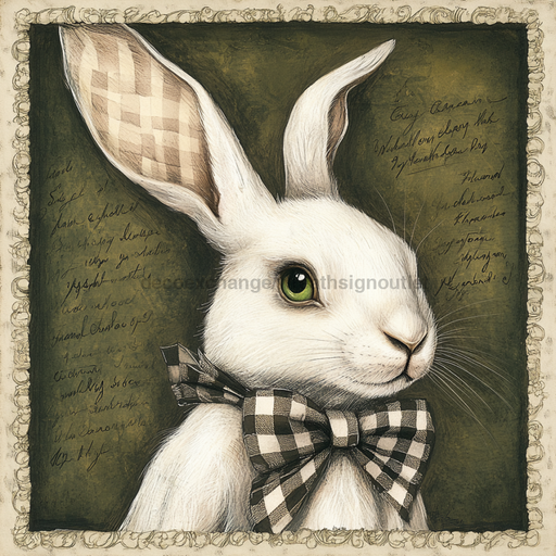 Easter Rabbit Sign, DCO-13297, Sign For Wreath, 10x10" Metal Sign