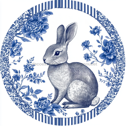 Easter Rabbit Sign, DCO-13327, Sign For Wreath, 10" Metal Sign