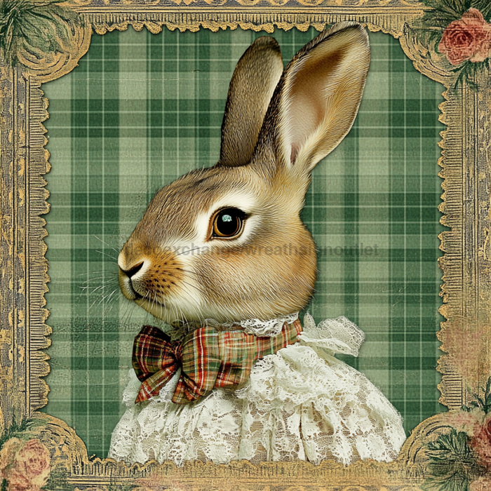 Easter Rabbit Sign, DCO-13459, Sign For Wreath, 10x10" Metal Sign