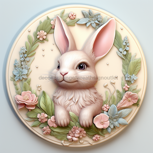 Easter Sign, 3D Bunny Look, DCO-12838, Sign For Wreath, 10" Metal Sign