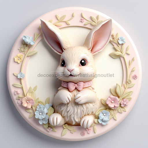 Easter Sign, 3D Bunny Look, DCO-12854, Sign For Wreath, 10" Metal Sign