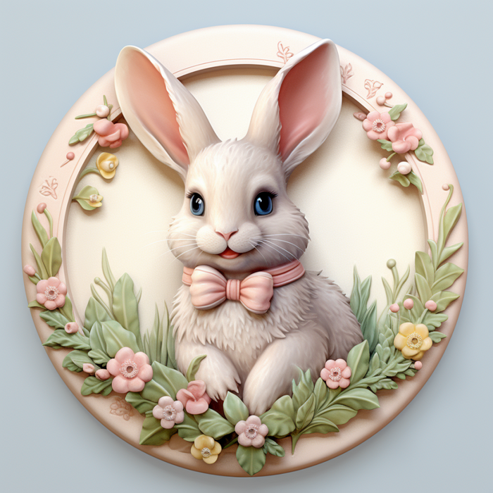 Easter Sign, 3D Bunny Look, DCO-12855, Sign For Wreath, 10" Metal Sign