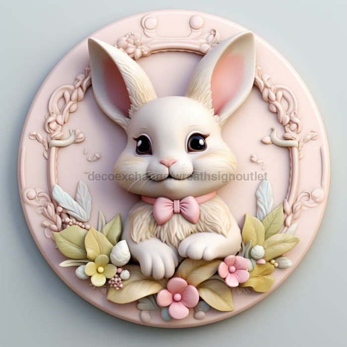 Easter Sign, 3D Bunny Look, DCO-12860, Sign For Wreath, 10" Metal Sign