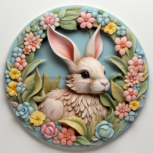 Easter Sign, 3D Bunny Look, DCO-12864, Sign For Wreath, 10" Metal Sign