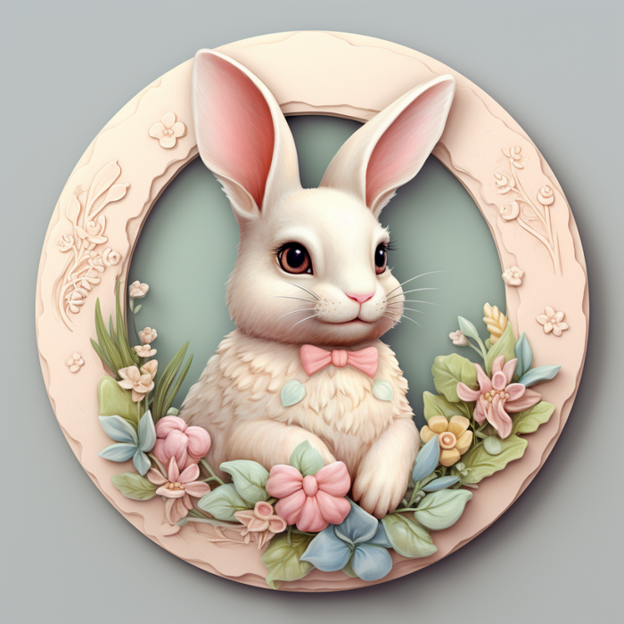 Easter Sign, 3D Bunny Look, DCO-12869, Sign For Wreath, 10" Metal Sign