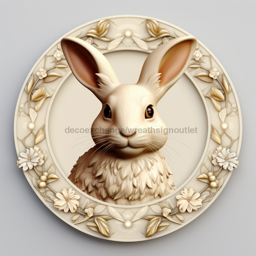 Easter Sign, 3D Bunny Look, DCO-12872, Sign For Wreath, 10" Metal Sign