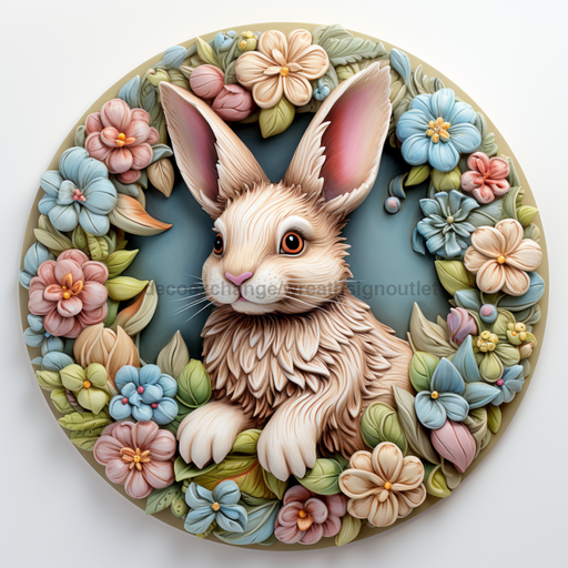 Easter Sign, 3D Bunny Look, DCO-12881, Sign For Wreath, 10" Metal Sign