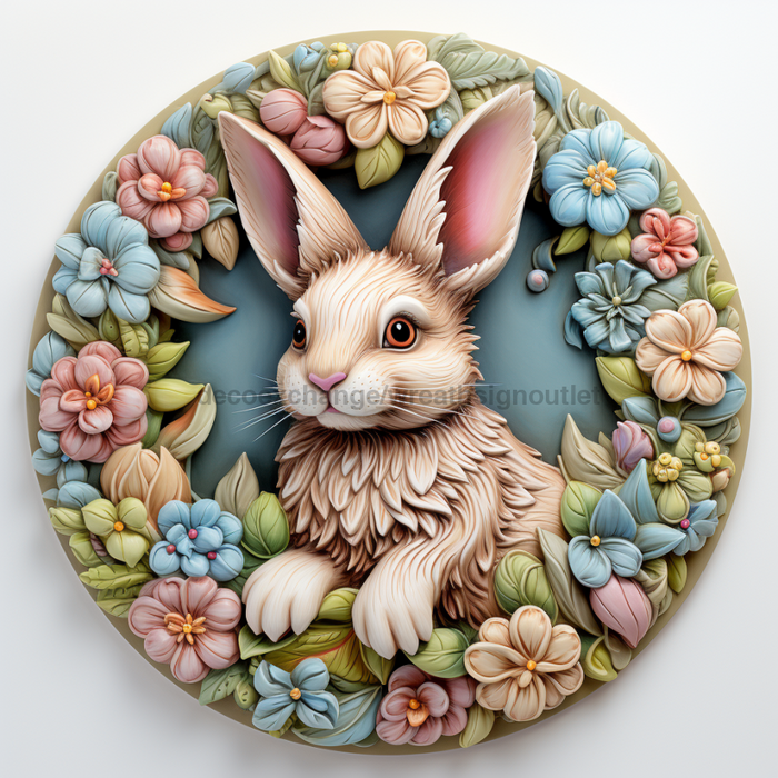 Easter Sign, 3D Bunny Look, DCO-12881, Sign For Wreath, 10" Metal Sign