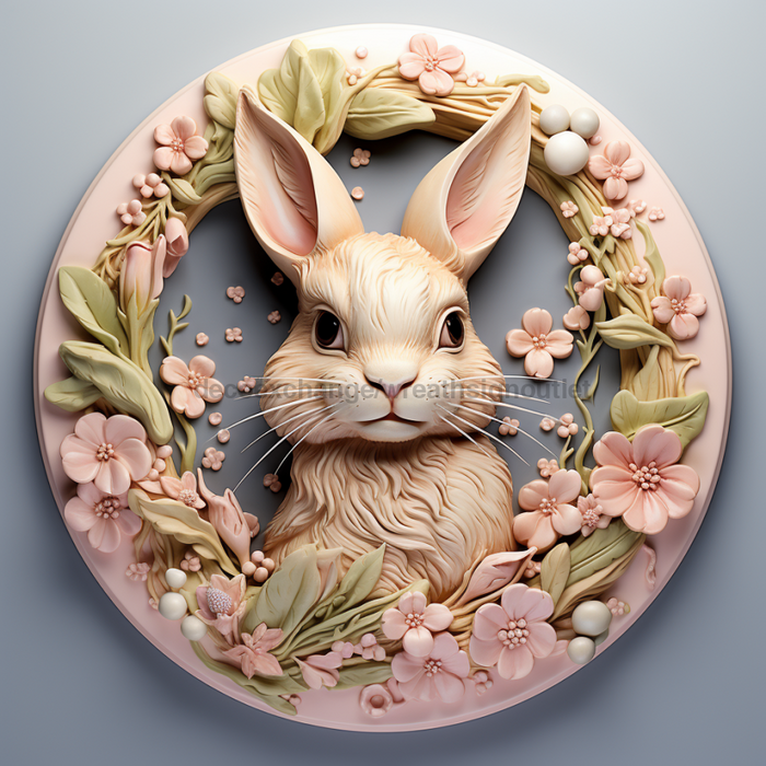 Easter Sign, 3D Bunny Look, DCO-12883, Sign For Wreath, 10" Metal Sign