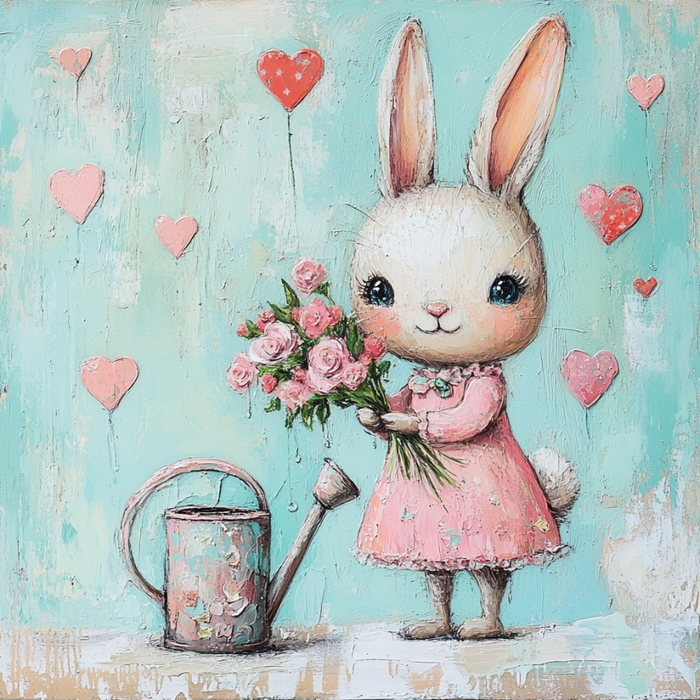 Easter Sign, Bunny Hearts,, DCO-12641, Sign For Wreath, 10x10" Metal Sign