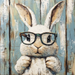 Easter Sign, Bunny in Glasses,, DCO-12634, Sign For Wreath, 10x10" Metal Sign