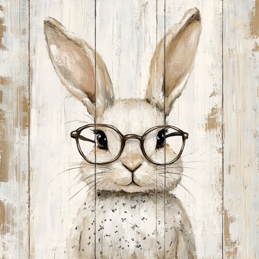 Easter Sign, Bunny in Glasses,, DCO-12648, Sign For Wreath, 10x10" Metal Sign