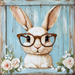 Easter Sign, Bunny in Glasses,, DCO-12666, Sign For Wreath, 10x10" Metal Sign
